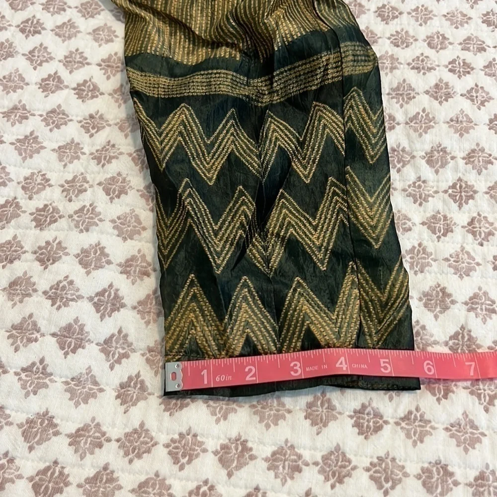 Anthro Silk Harem Pants Gold Black Knot Front Euro Statement XS